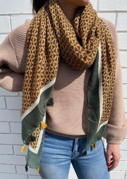 TRIPP Clementine Tassel Scarf Mustard