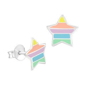 SS Enamel Star Earrings