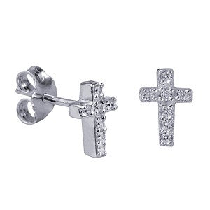 S/S CZ Cross Earrings