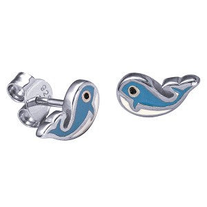 SS Enamel Whale Earrings