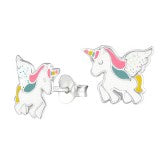 SS Enamel Unicorn Earrings - Pastel