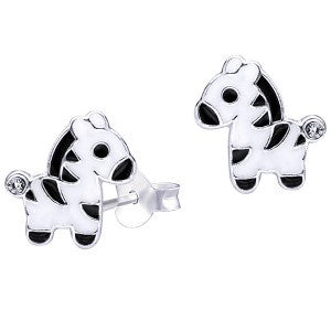 SS Enamel Zebra Earrings