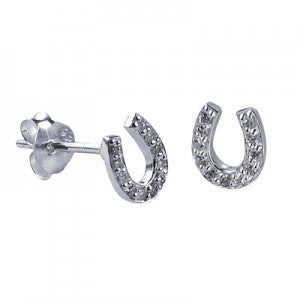 SS CZ Horseshoe Earrings