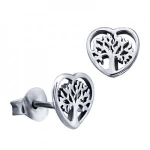SS Tree of Life in a Heart Studs