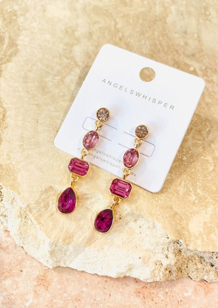 Pink Jewel Drop Earrings