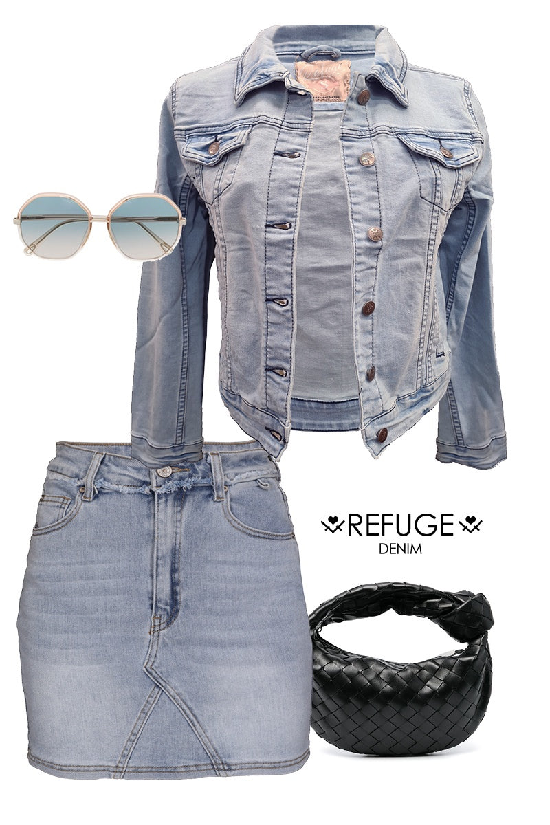 Refuge Contrast Airforce Blue Denim Jacket