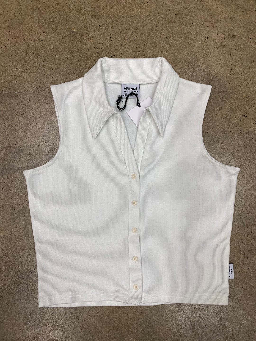 AFENDS Eliza Hemp Ribbed Sleeveless Shirt - Off White