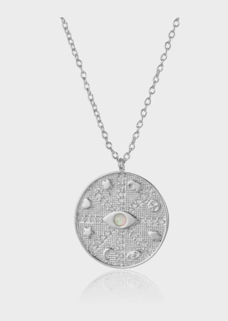 Boho & Mala Oval Evil Eye Sterling Silver Necklace