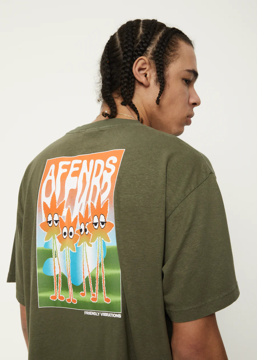 AFENDS Vibrations Hemp Boxy Graphic T Shirt Cypress