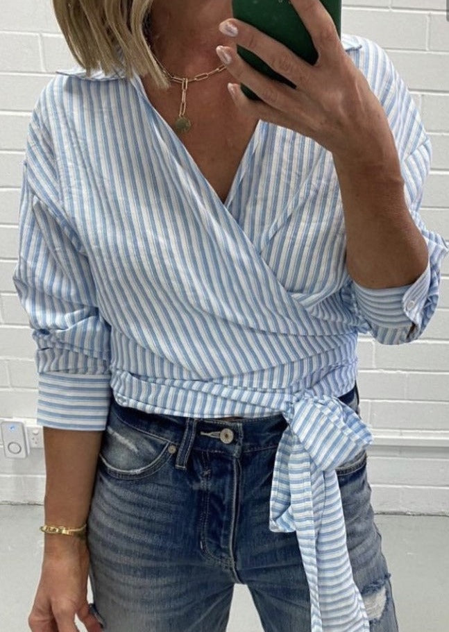 Austin Stripe Wrap Shirt