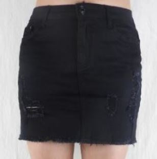 Country Denim Multi Rip Mini Skirt