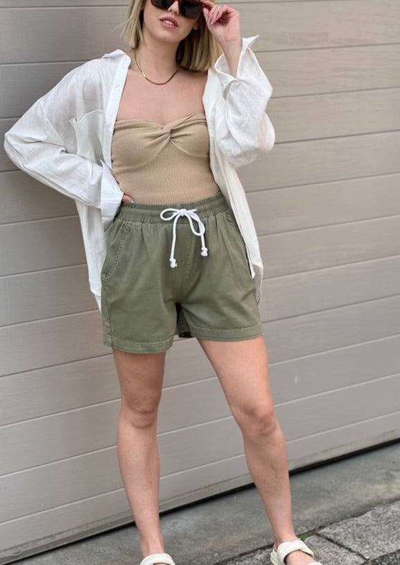 Country Denim Beach Babe Short - Khaki
