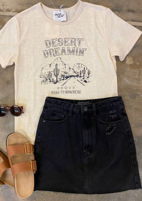 Country Denim Skirt Rigid Fray Skirt