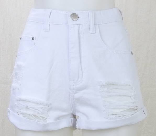 Country Denim Louis Cuff Short - White