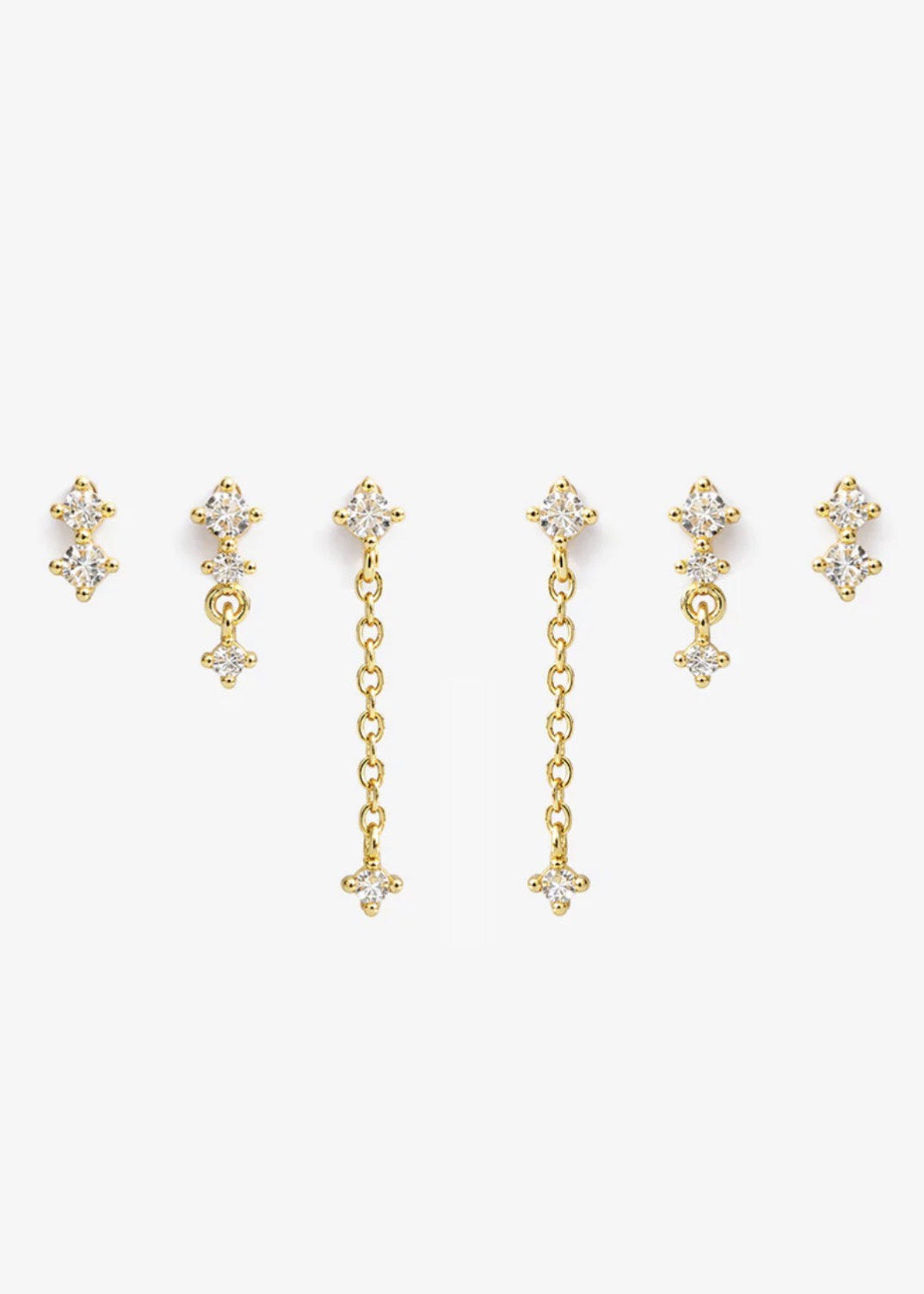 True Romantics 18K Gold Plated Stacker Earring Set