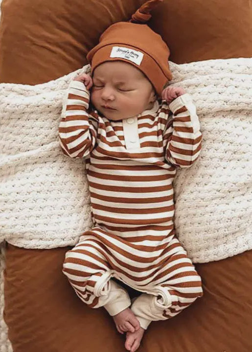 Biscuit Stripe Organic Growsuit