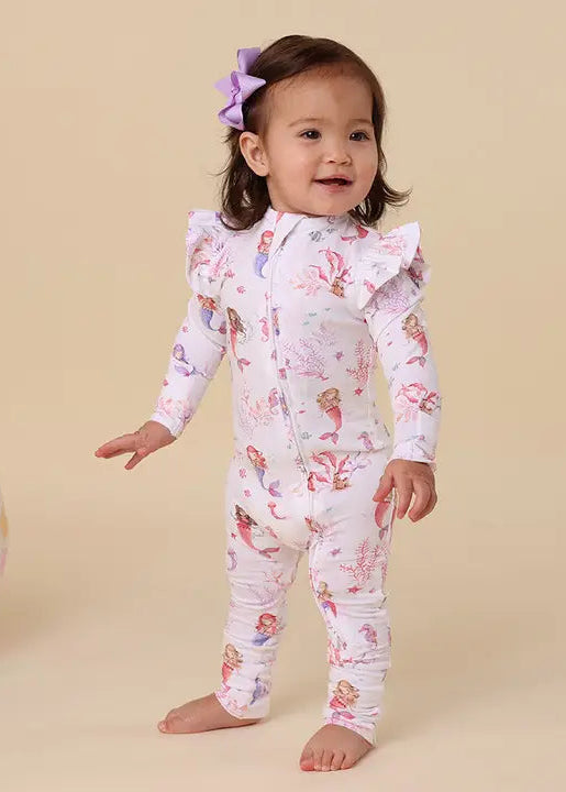 Mermaid Organic Snugglesuit Convertible Romper with Frill