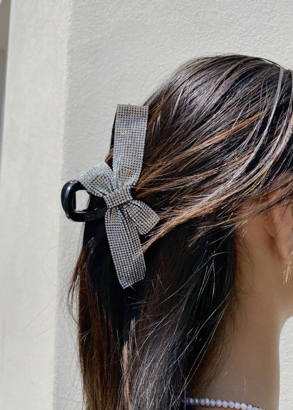 Rhinestone Bow Claw Clip