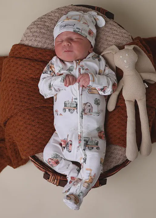 Diggers & Tractors Organic Snuggle Sleepsuit Zip Footie