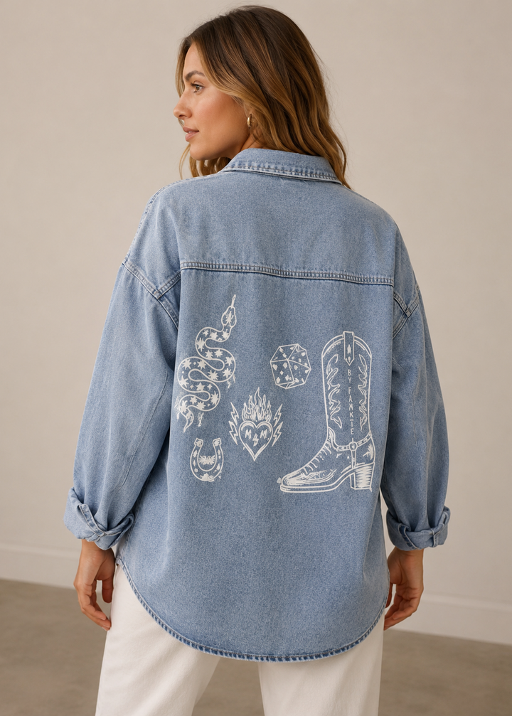 Wild Luck Shacket Light Blue