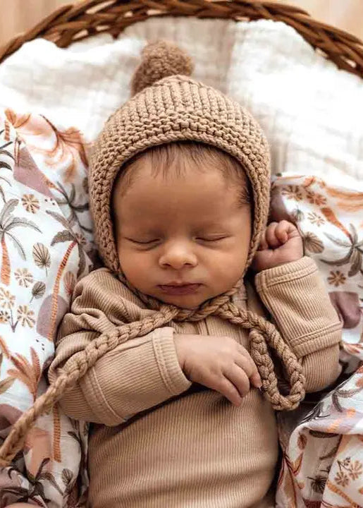 Fawn Merino Wool Bonnet & Booties