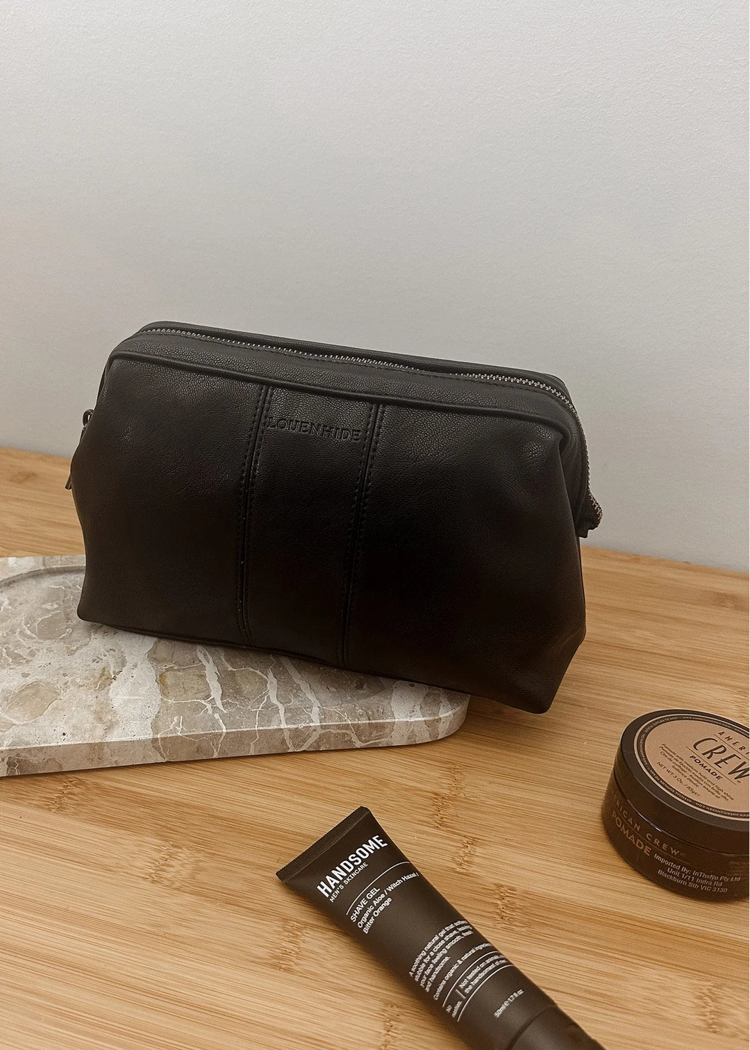 Albie Saddle Toiletry Bag Black