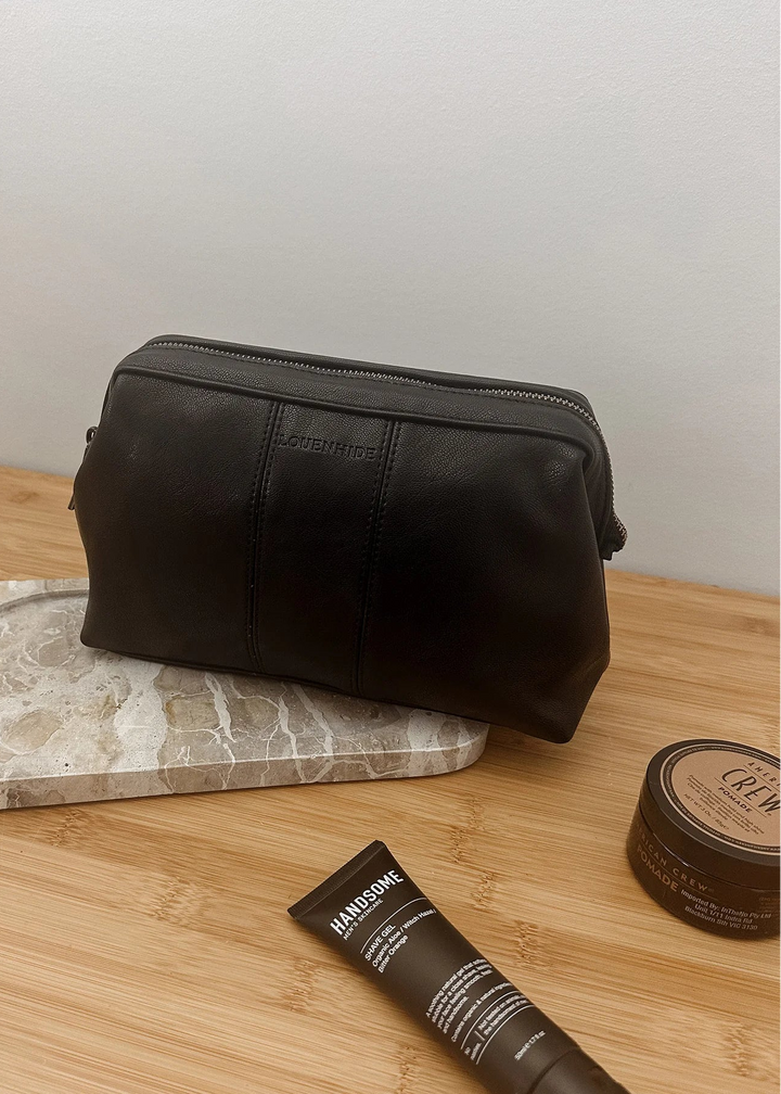 Albie Saddle Toiletry Bag Black