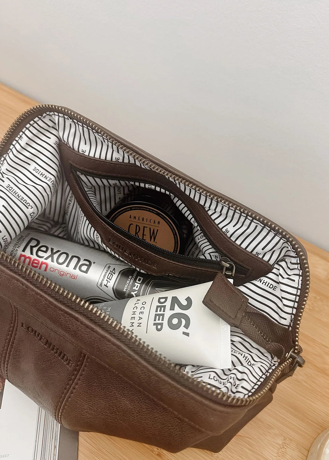 Albie Saddle Toiletry Bag Chocolate