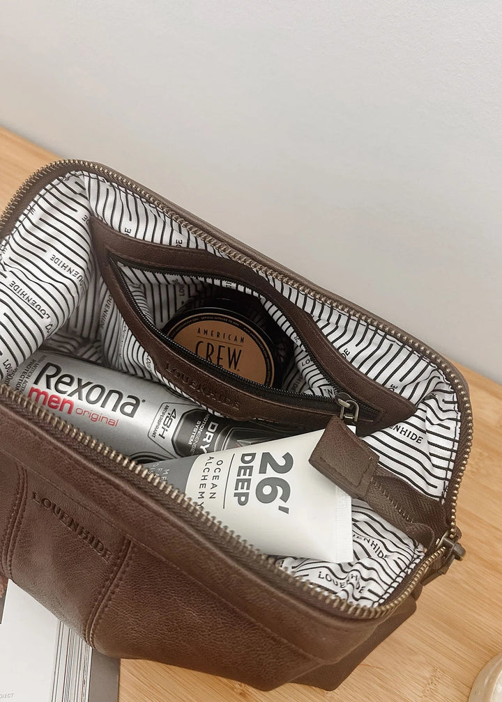 Albie Saddle Toiletry Bag Chocolate