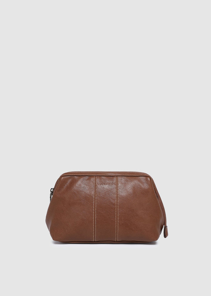 Albie Saddle Cognac Toiletry Bag