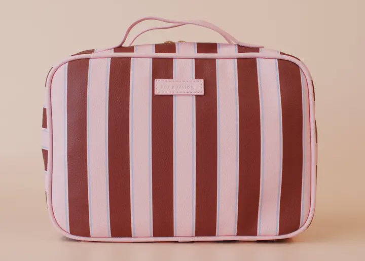 Burgundy Stripe Cosmetic Bag