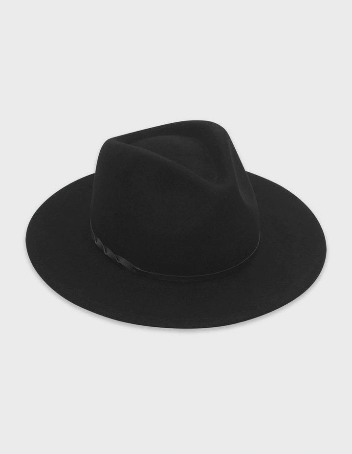 Kleio Wool Fedora in Black