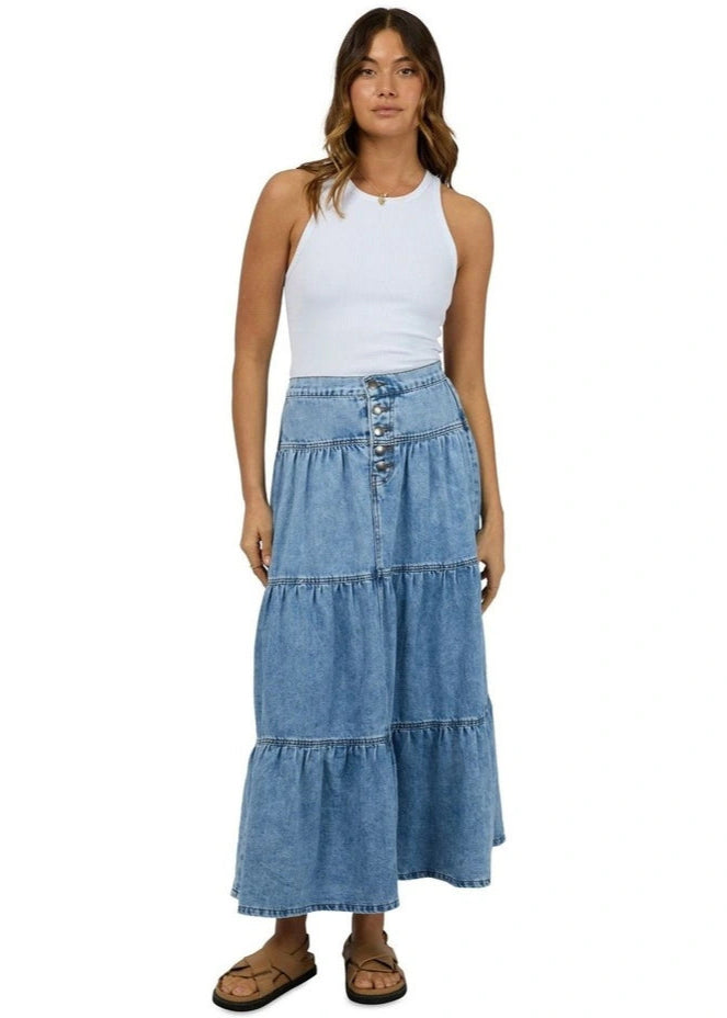 Coco Denim Maxi Skirt Light Blue