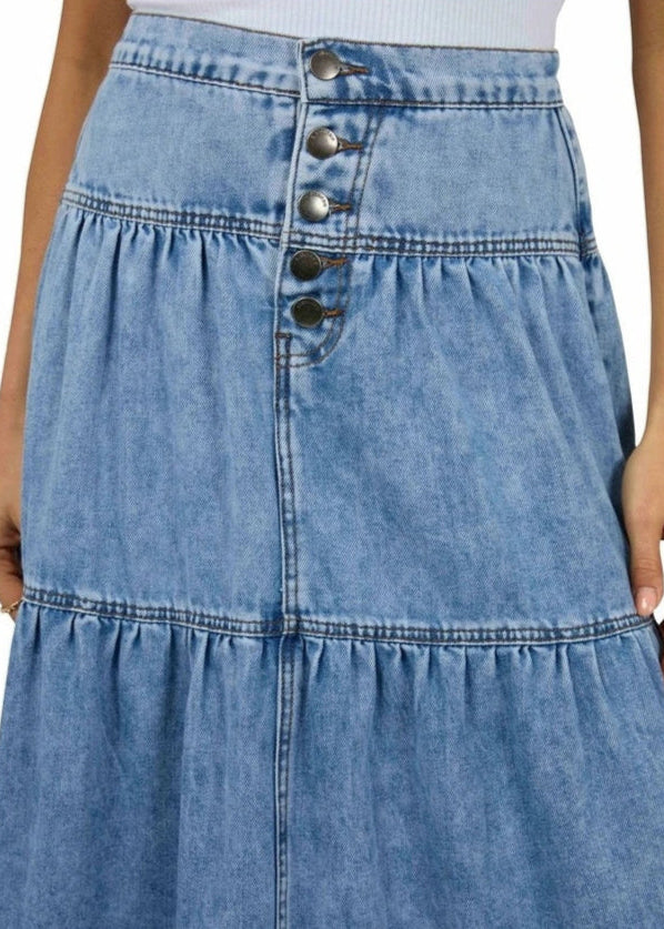 Coco Denim Maxi Skirt Light Blue