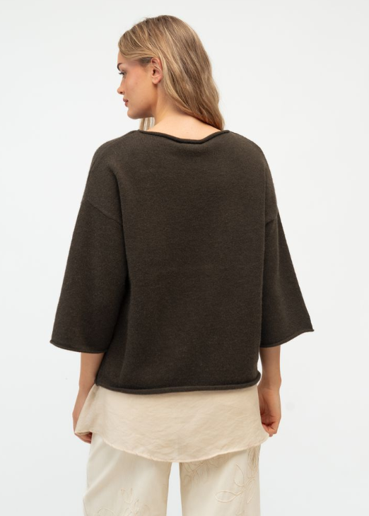 Heidi Double Layer 3/4 Sleeve Knit Top /2pce