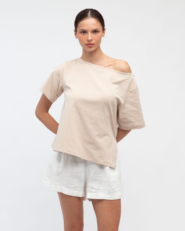 Jenna Boat Neck Tee Nougat