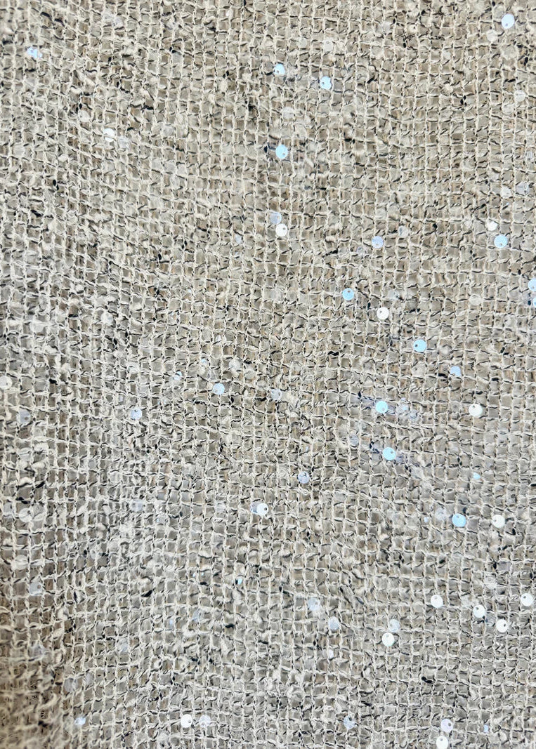 Sequins Knit Oversized Tee Beige