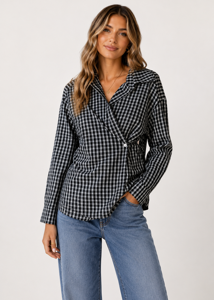 BY FRANKIE Plaid Wrap Shirt