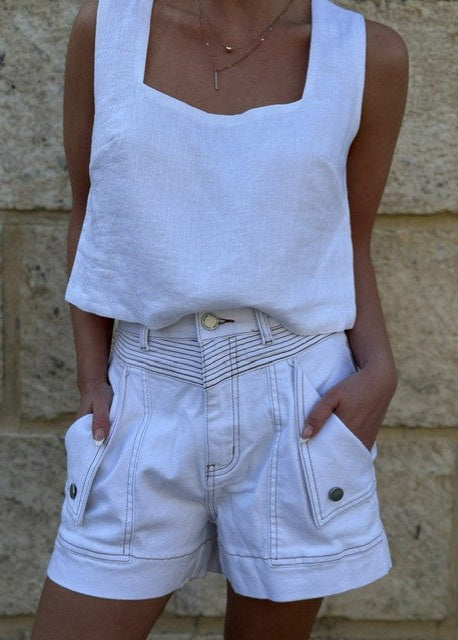 Country Denim Mykos Short  White
