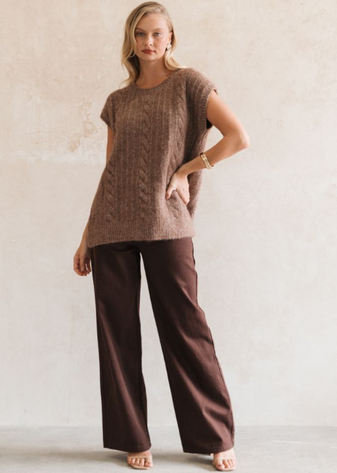 Lixue Cable Knit Vest Chocolate