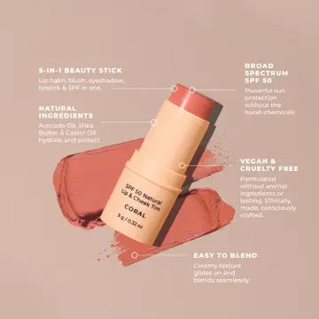 SPF 50 Natural Lip & Cheek Tint CORAL