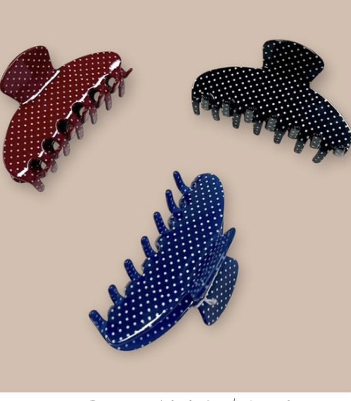Polka Dot Claw Clip Black