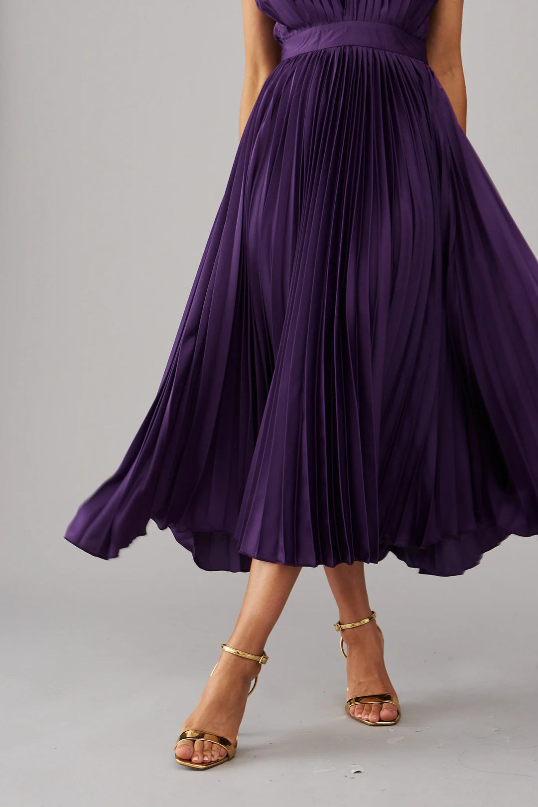 Anetta Pleated Midi Dress Purple