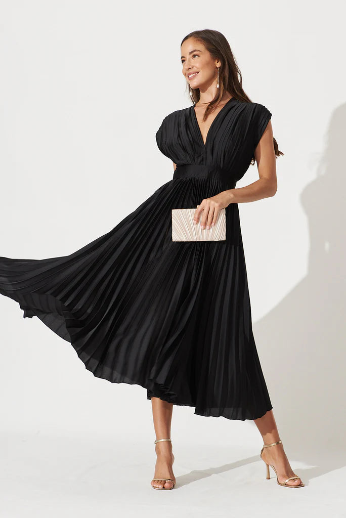 Anetta Pleated Midi Dress Purple