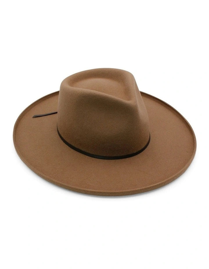 Kona Wool Felt Fedora in Cinnamon Brown
