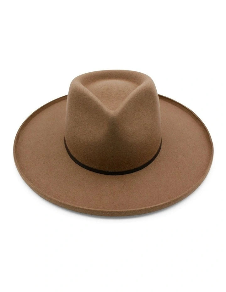 Kona Wool Felt Fedora in Cinnamon Brown