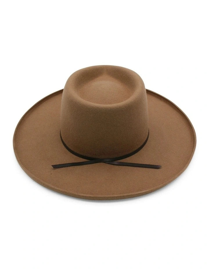 Kona Wool Felt Fedora in Cinnamon Brown
