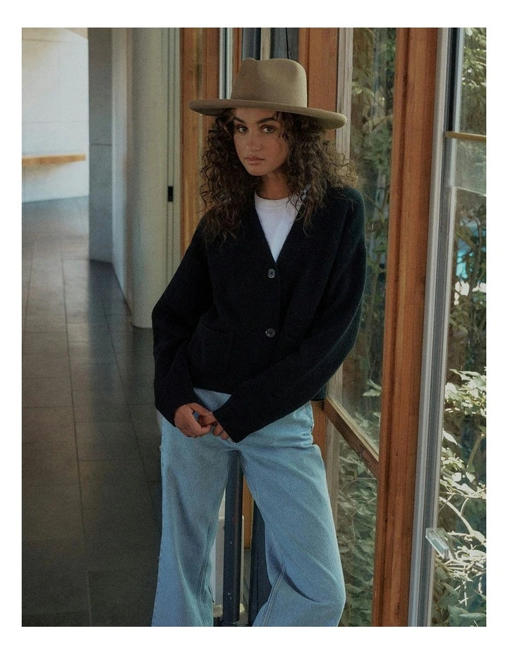 Kona Wool Felt Fedora in Cinnamon Brown