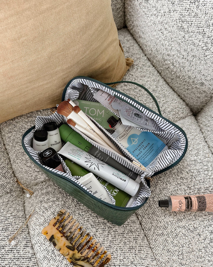 Mary Croc Forest Green Cosmetic Bag