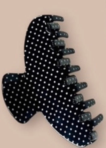 Polka Dot Claw Clip Black